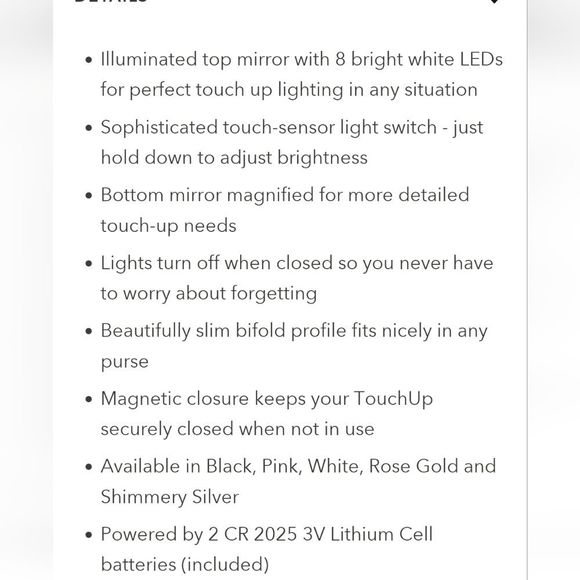 Impressions TouchUp Dimmable LED Compact Mirror- Black - Picture 8 of 9